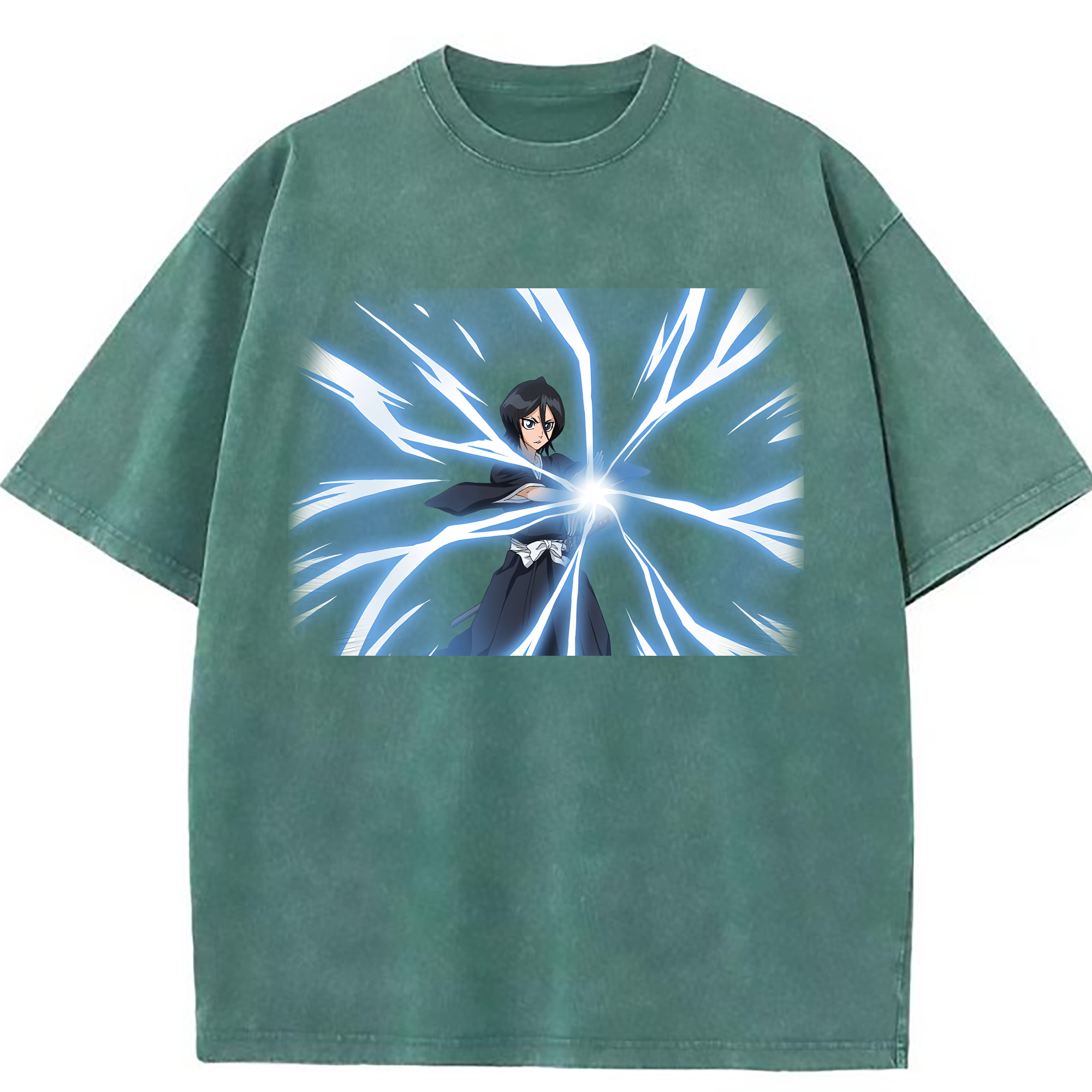 （画像用） ブリーチ 朽木ルキア BLEACH Kuchiki Rukia 綿100% ヴィンテージ風 半袖Tシャツ（フロントプリント）